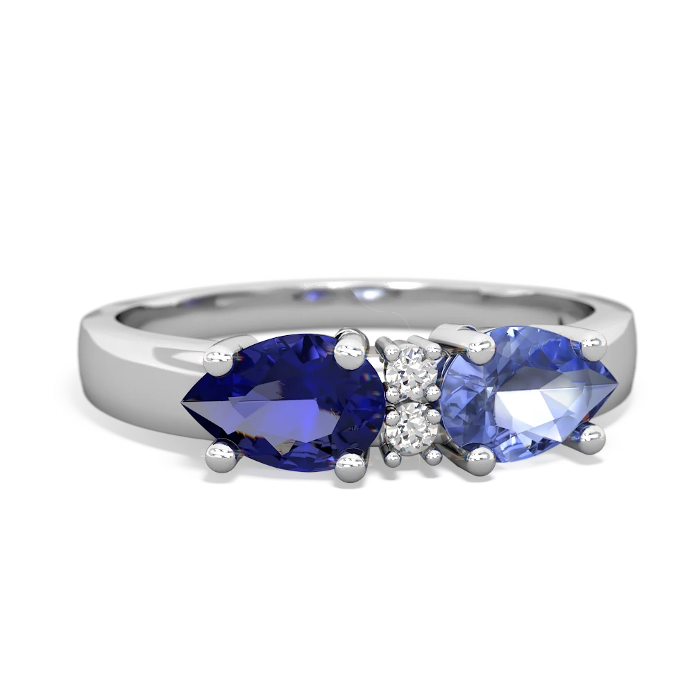 Tanzanite Pear Bowtie 14K White Gold ring R0865