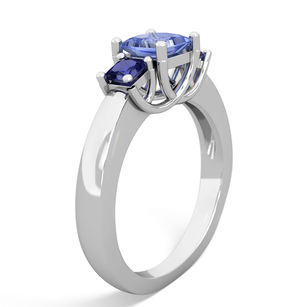 Tanzanite Three Stone Trellis 14K White Gold ring R4015