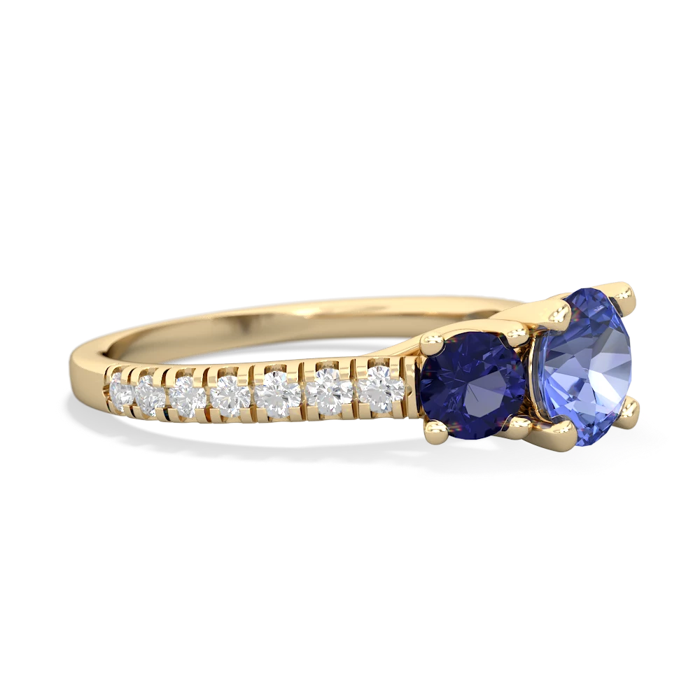 Tanzanite Pave Trellis 14K Yellow Gold ring R5500