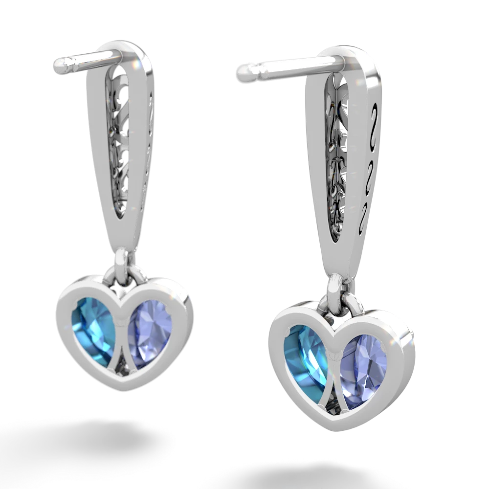 Tanzanite Filligree Heart 14K White Gold earrings E5070