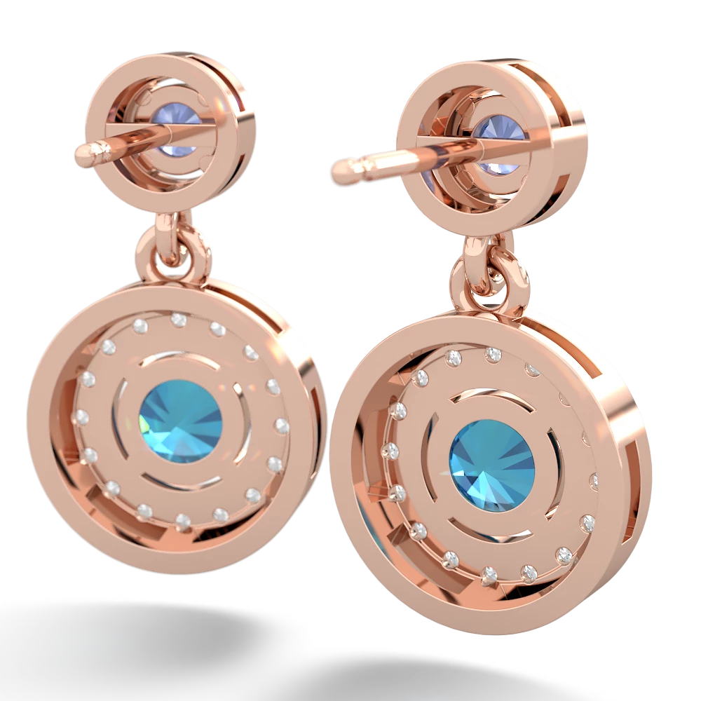 Tanzanite Halo Dangle 14K Rose Gold earrings E5319