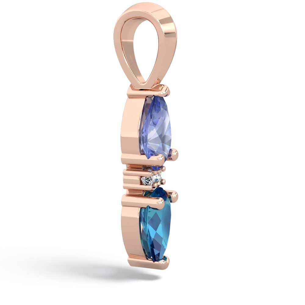 Tanzanite Bowtie Drop 14K Rose Gold pendant P0865