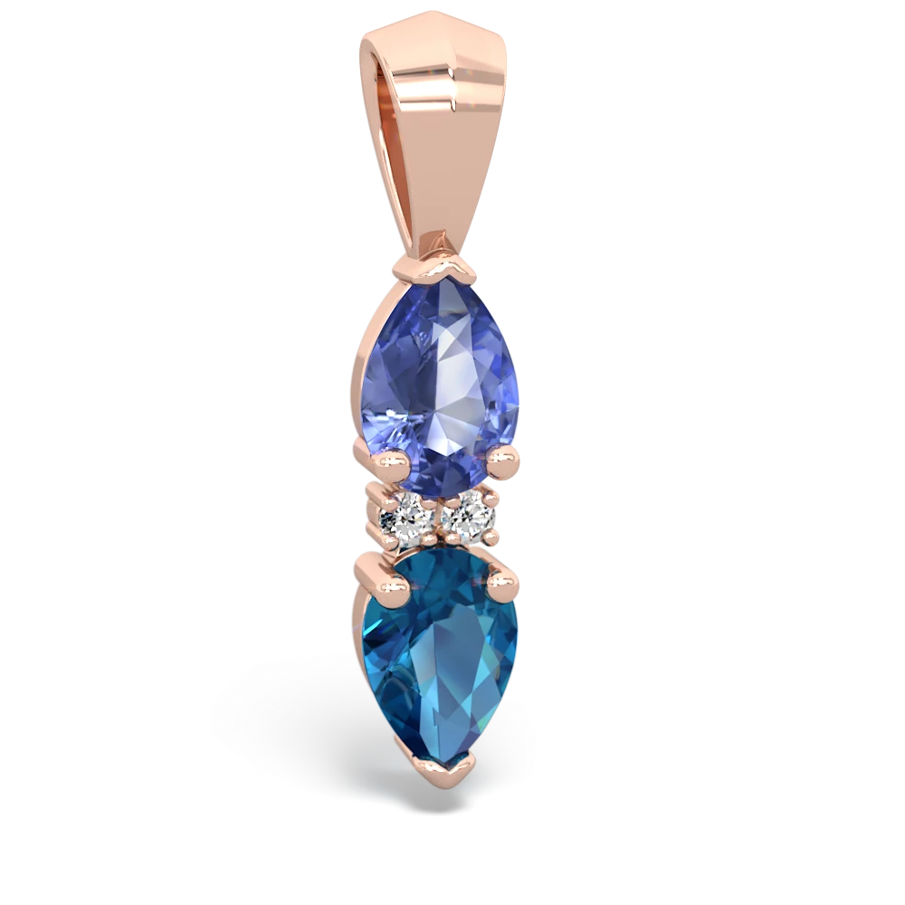 Tanzanite Bowtie Drop 14K Rose Gold pendant P0865