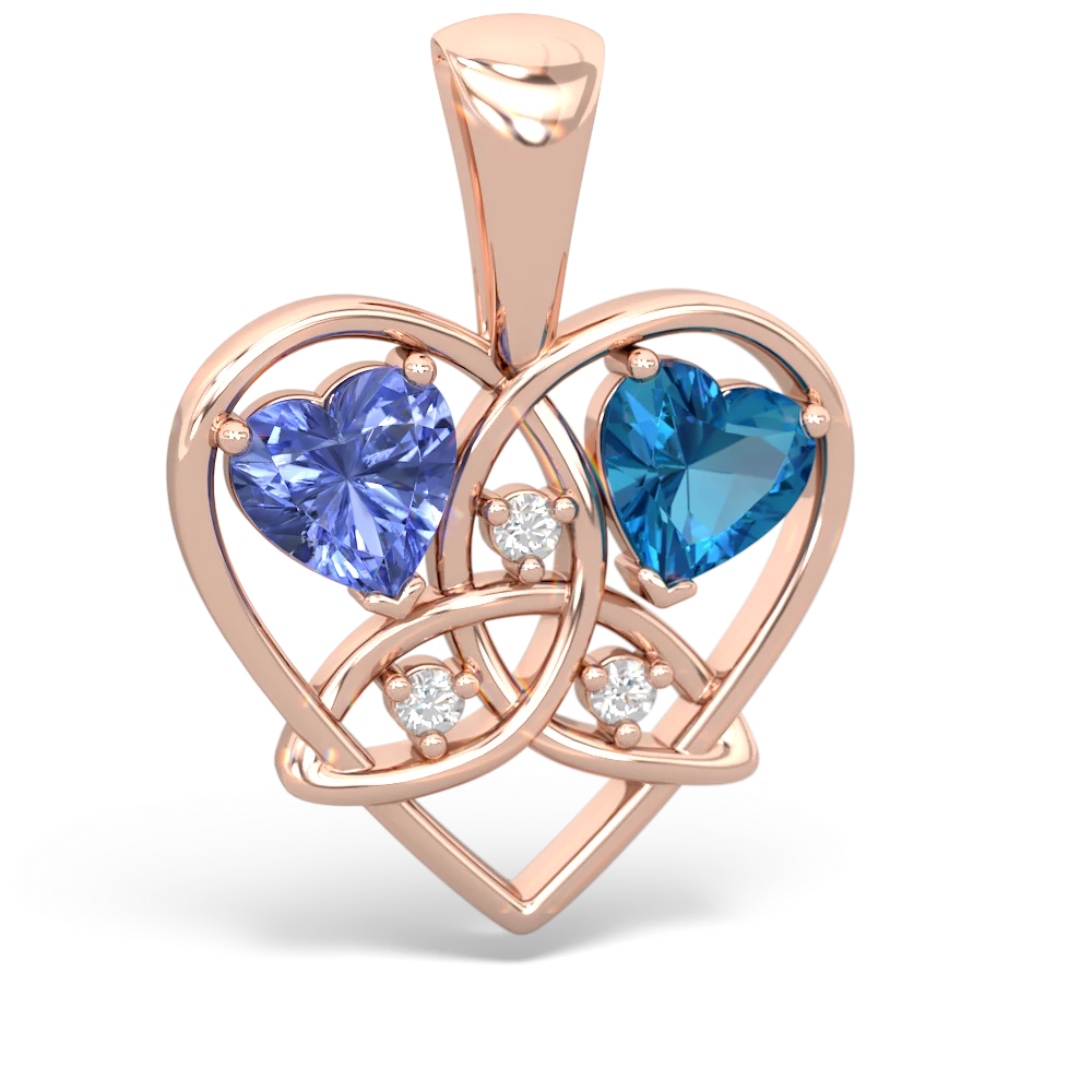 Tanzanite Celtic Trinity Heart 14K Rose Gold pendant P5331