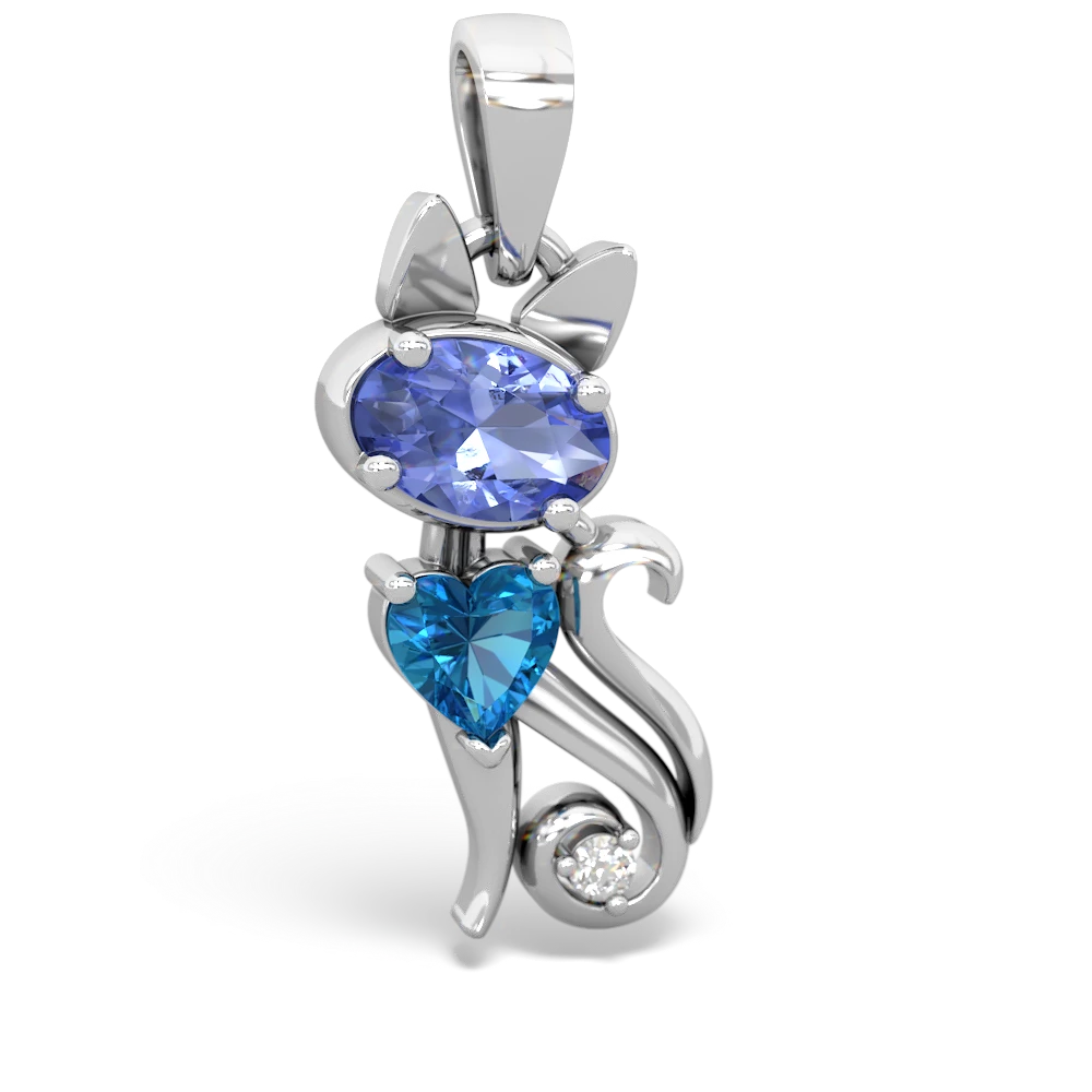 Tanzanite Kitten 14K White Gold pendant P5780