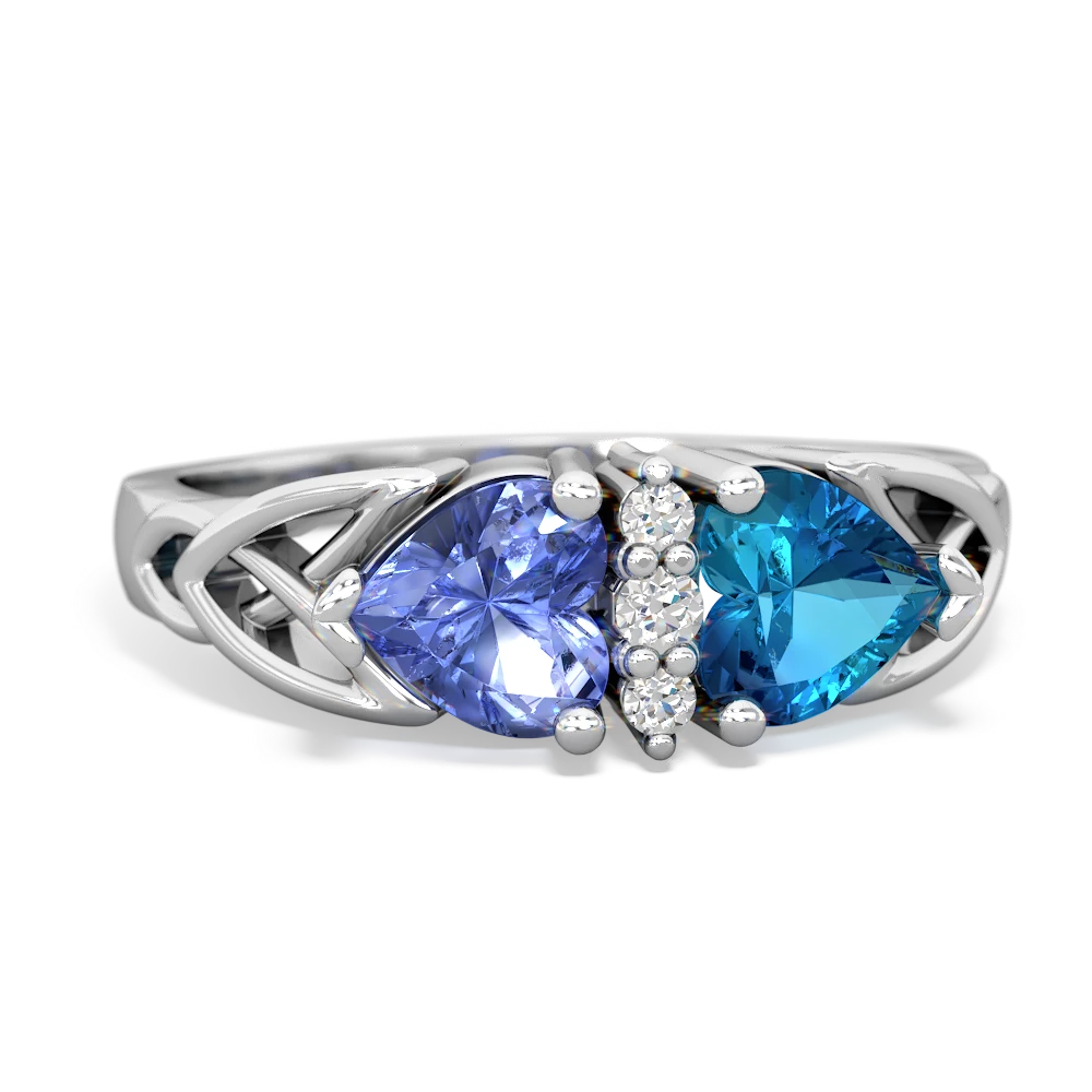 Tanzanite Celtic Knot Double Heart 14K White Gold ring R5040