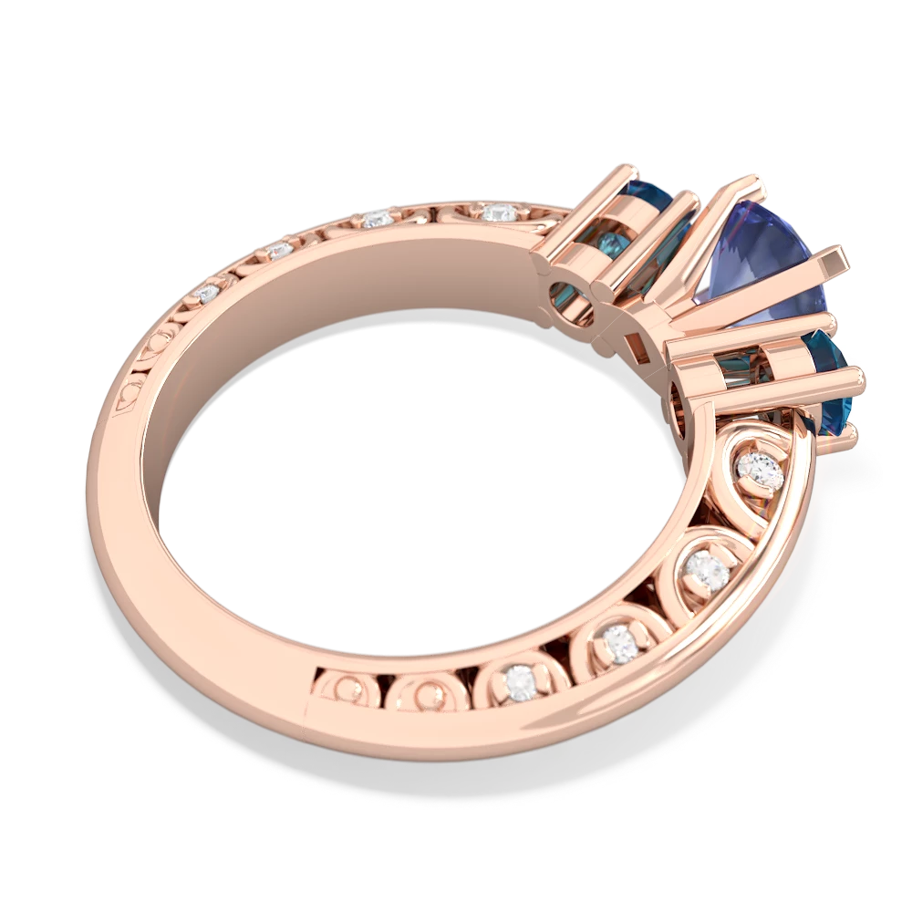 Tanzanite Art Deco Eternal Embrace Engagement 14K Rose Gold ring C2003