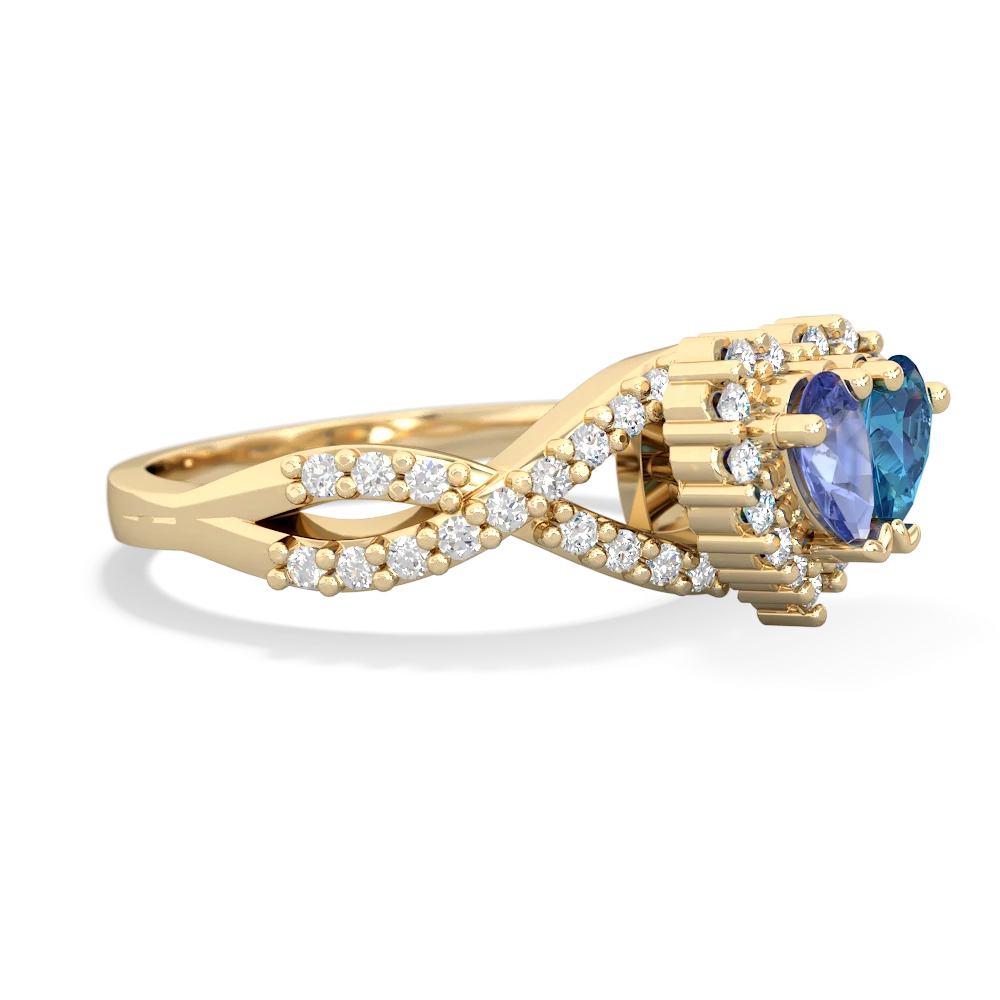 Tanzanite Diamond Twist 'One Heart' 14K Yellow Gold ring R2640HRT