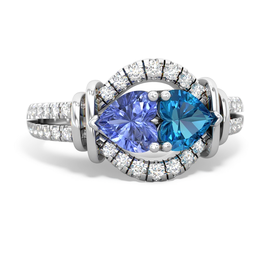 Tanzanite Art-Deco Keepsake 14K White Gold ring R5630