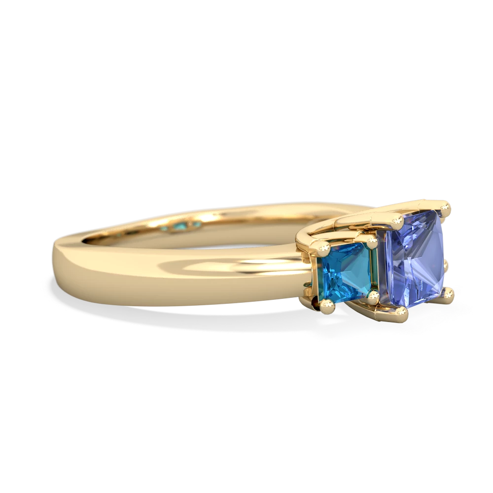 Tanzanite Three Stone Trellis 14K Yellow Gold ring R4015