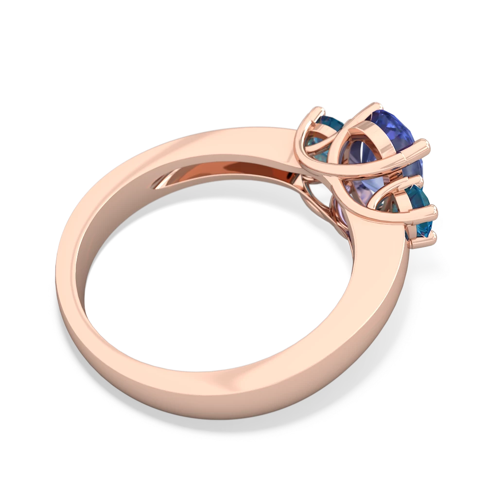 Tanzanite Three Stone Oval Trellis 14K Rose Gold ring R4024