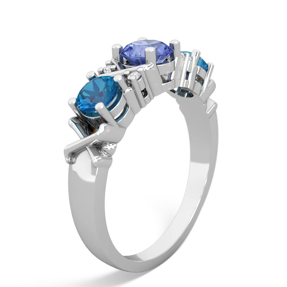 Tanzanite Hugs And Kisses 14K White Gold ring R5016