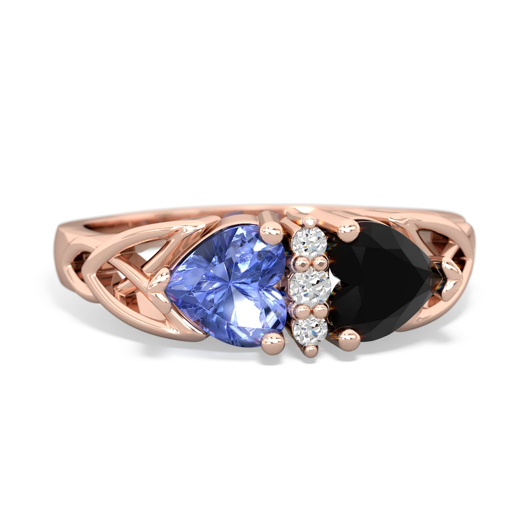 Tanzanite Celtic Knot Double Heart 14K Rose Gold ring R5040