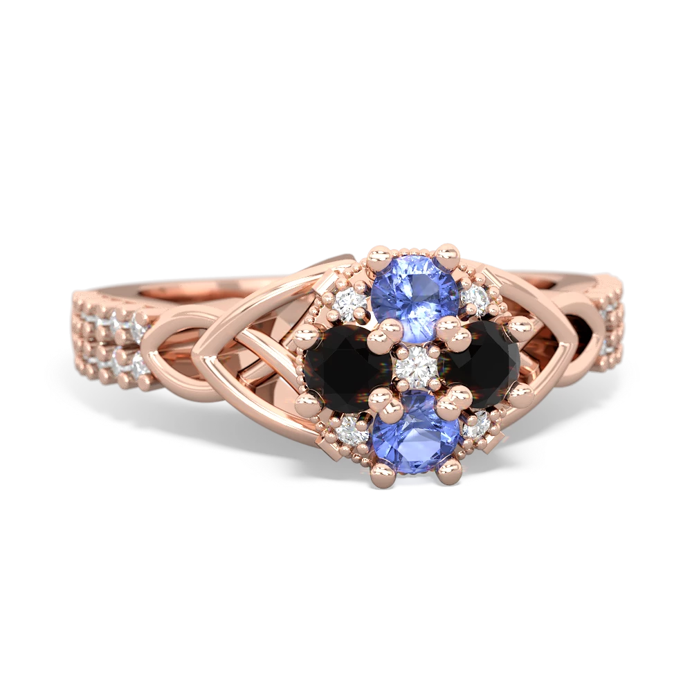 Tanzanite Celtic Knot Cluster Engagement 14K Rose Gold ring R26443RD