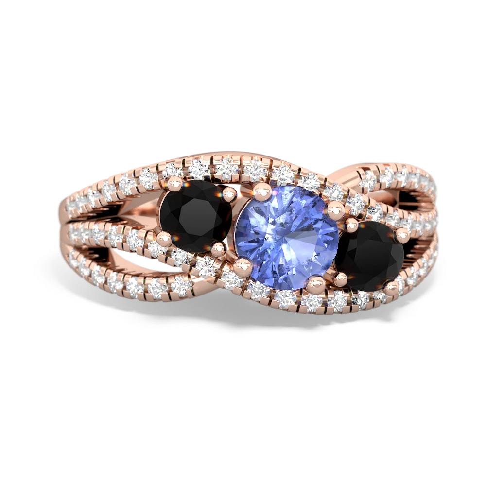 Tanzanite Three Stone Aurora 14K Rose Gold ring R3080