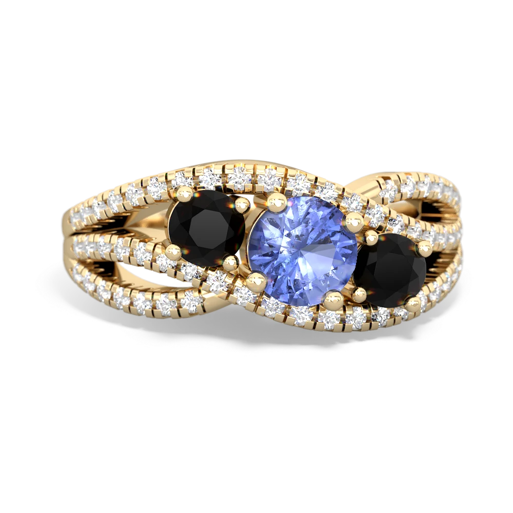 Tanzanite Three Stone Aurora 14K Yellow Gold ring R3080