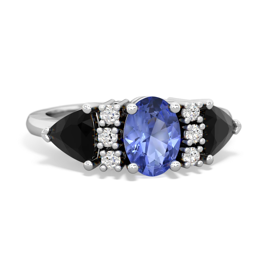 Tanzanite Antique Style Three Stone 14K White Gold ring R2186