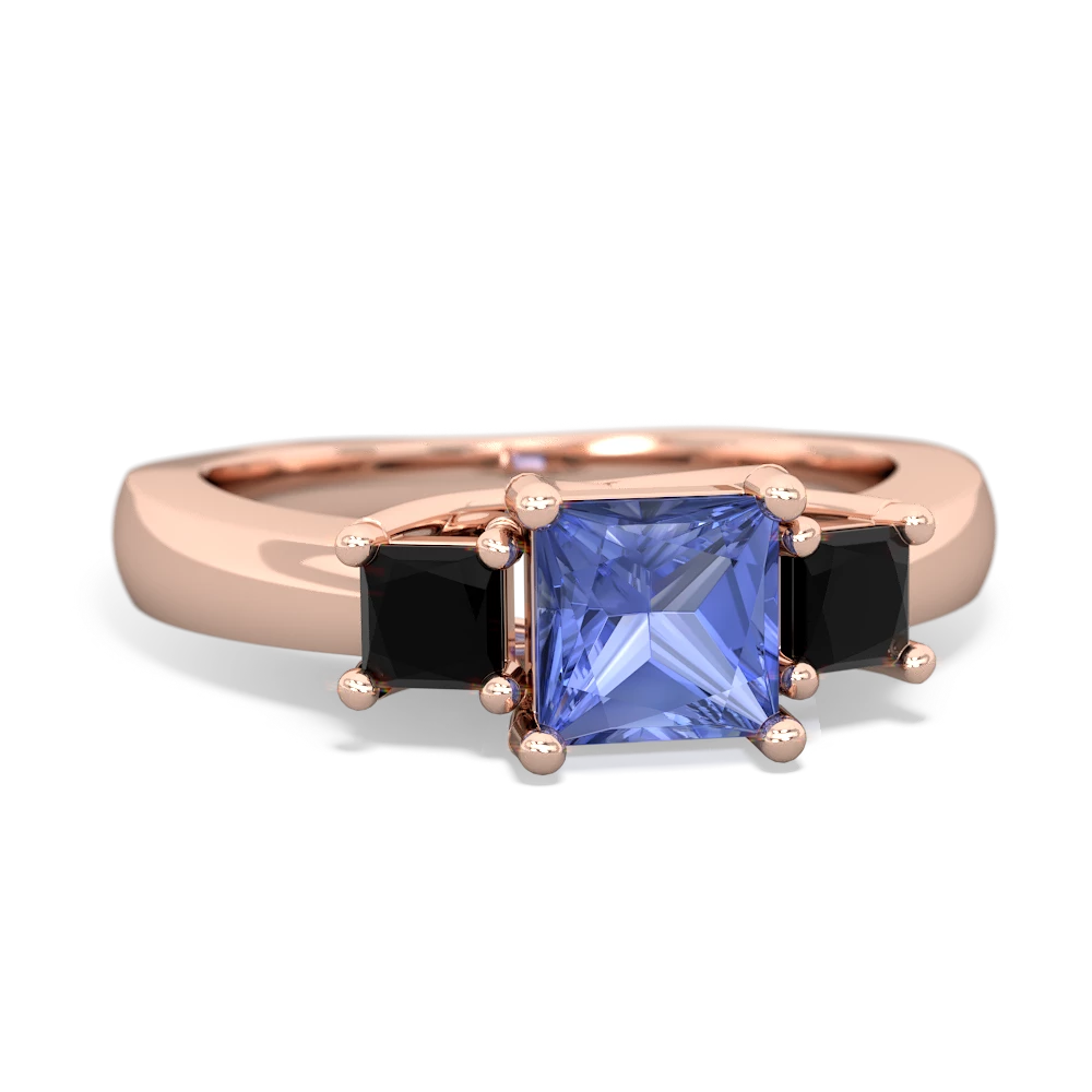 Tanzanite Three Stone Trellis 14K Rose Gold ring R4015