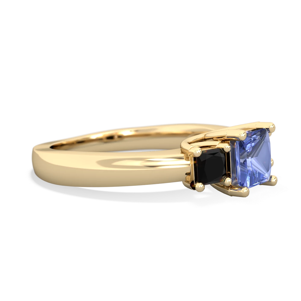 Tanzanite Three Stone Trellis 14K Yellow Gold ring R4015