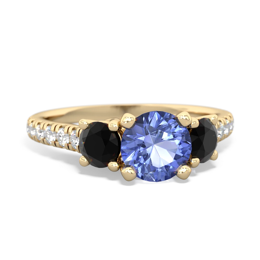 Tanzanite Pave Trellis 14K Yellow Gold ring R5500