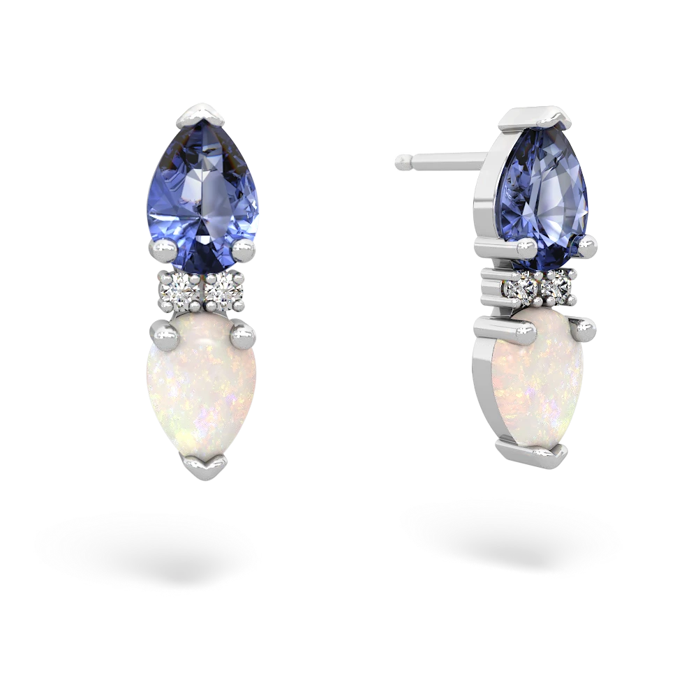 Tanzanite Bowtie Drop 14K White Gold earrings E0865