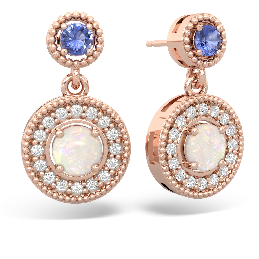 Tanzanite Halo Dangle 14K Rose Gold earrings E5319