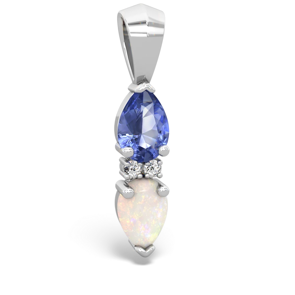 Tanzanite Bowtie Drop 14K White Gold pendant P0865