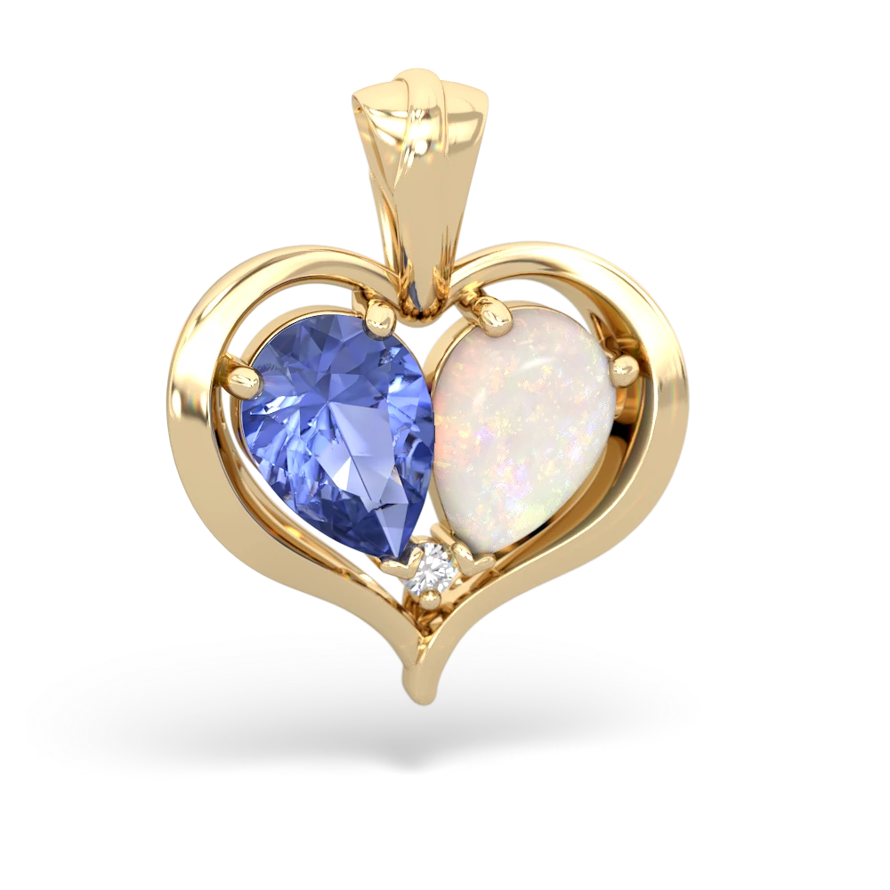 Tanzanite Two Become One 14K Yellow Gold pendant P5330