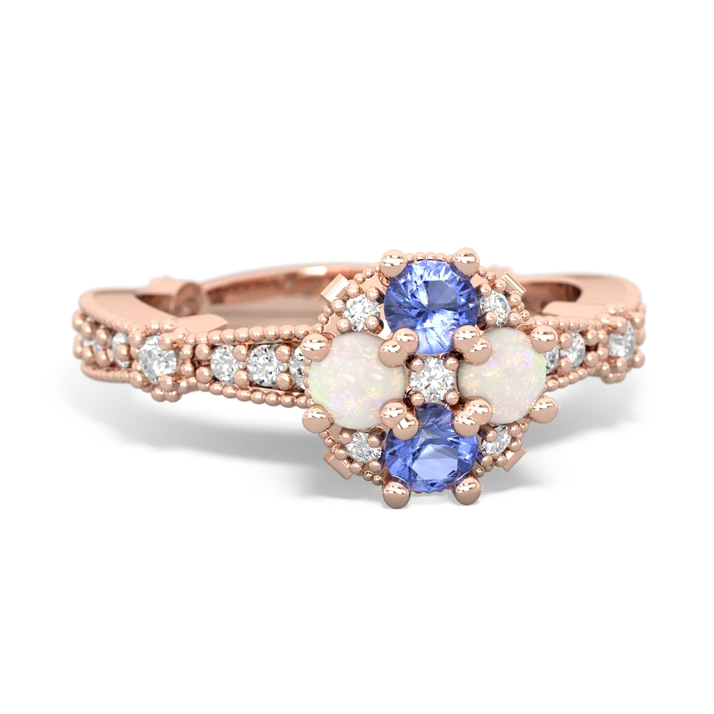 Tanzanite Sparkling Tiara Cluster 14K Rose Gold ring R26293RD