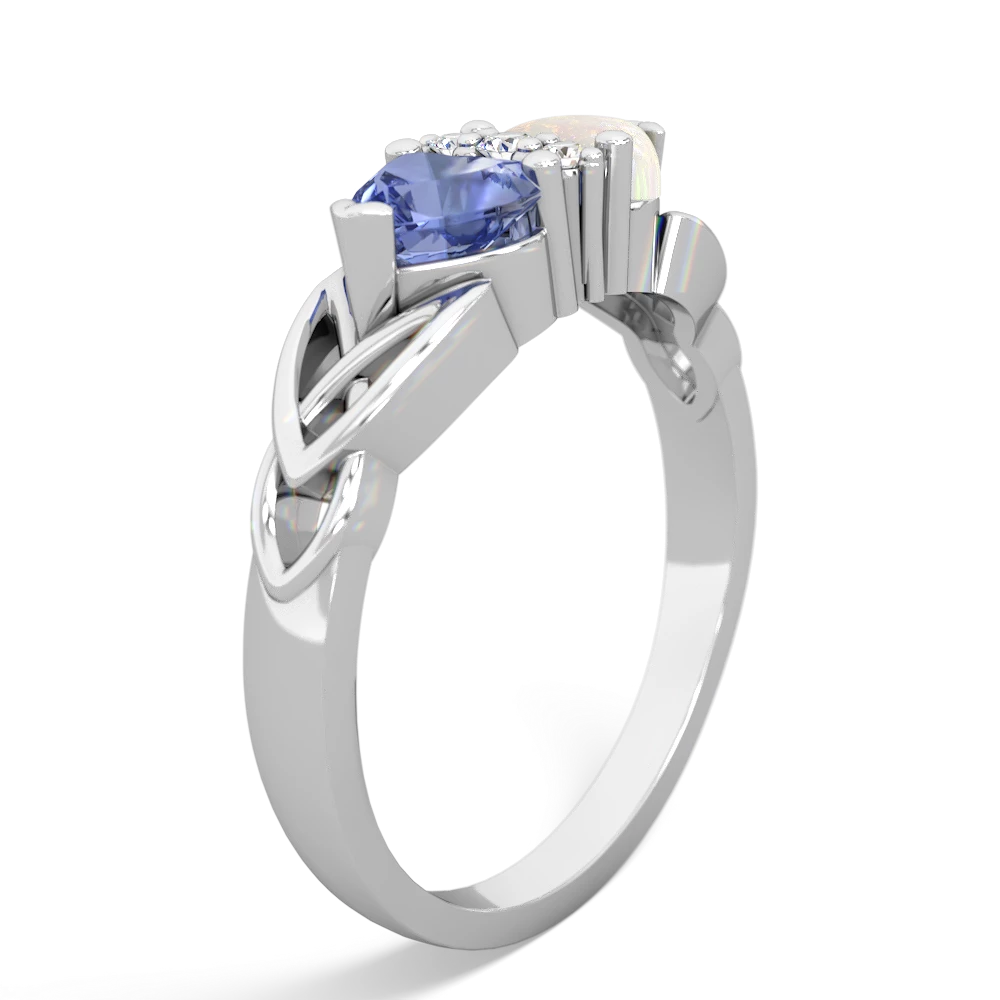 Tanzanite Celtic Knot Double Heart 14K White Gold ring R5040