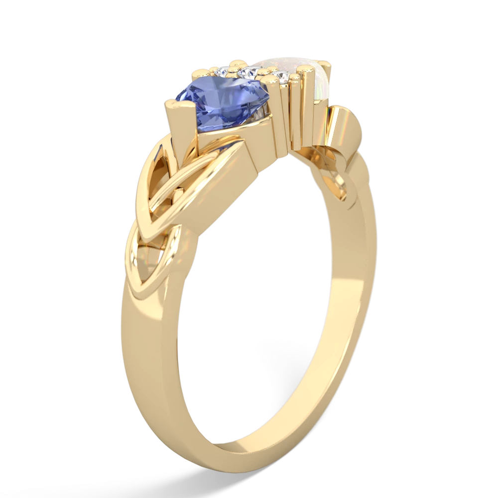 Tanzanite Celtic Knot Double Heart 14K Yellow Gold ring R5040