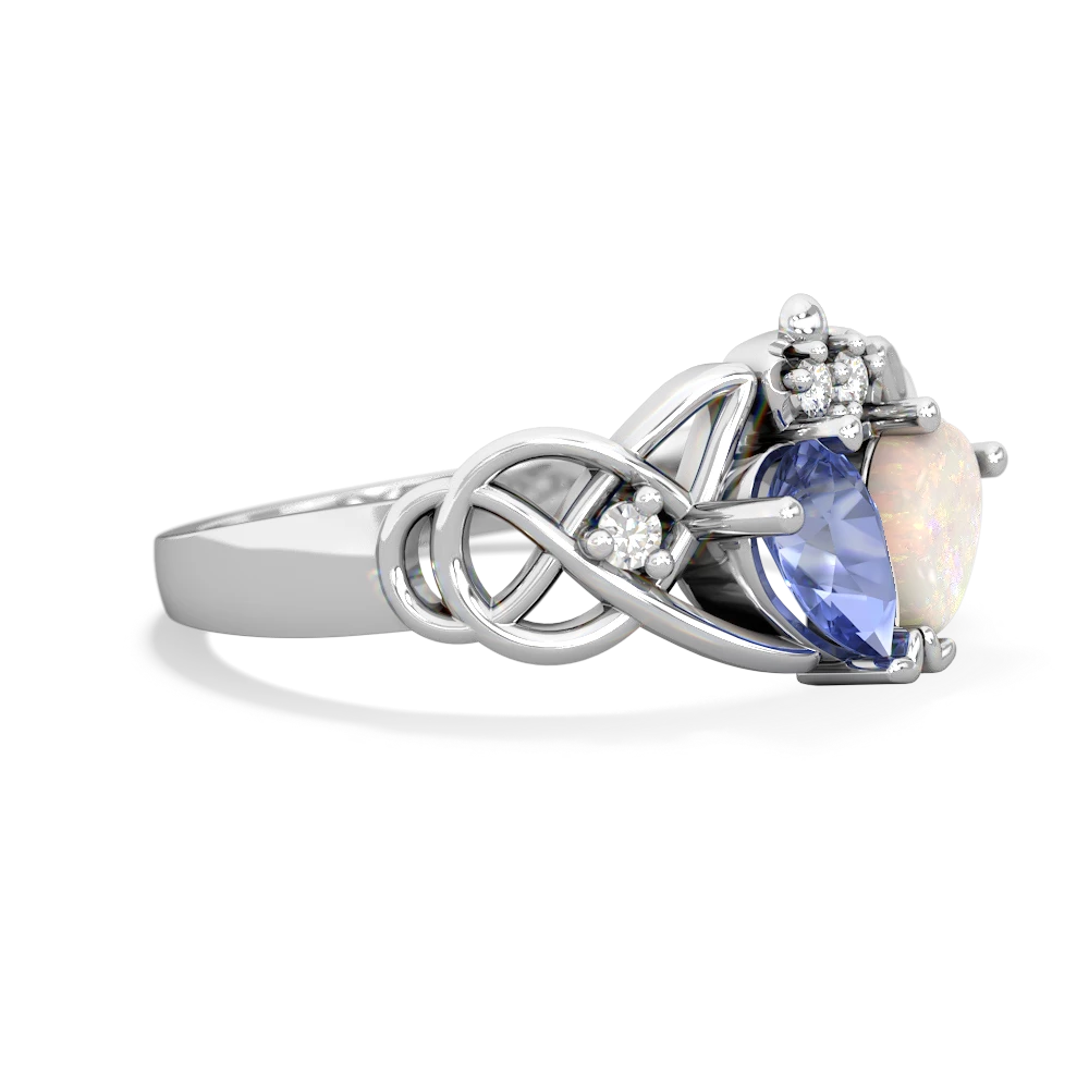 Tanzanite 'One Heart' Celtic Knot Claddagh 14K White Gold ring R5322