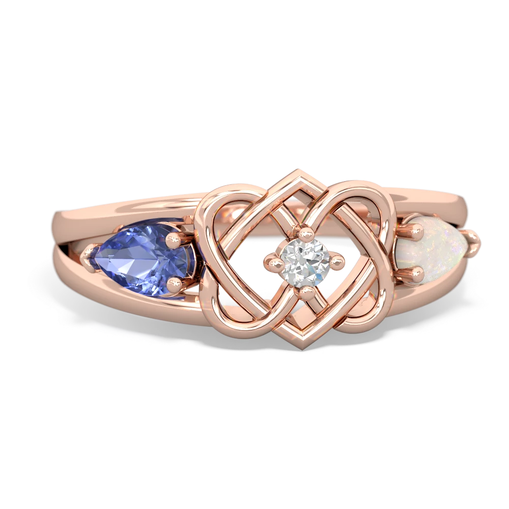 Tanzanite Hearts Intertwined 14K Rose Gold ring R5880