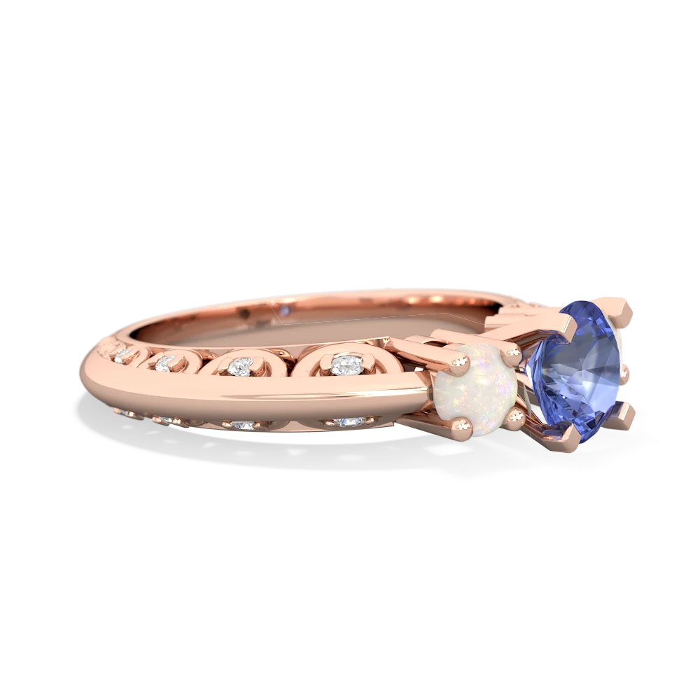 Tanzanite Art Deco Eternal Embrace Engagement 14K Rose Gold ring C2003