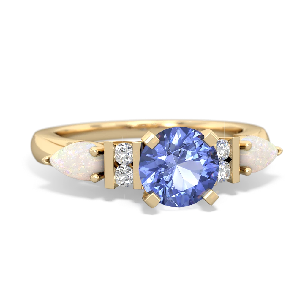 Tanzanite 6Mm Round Eternal Embrace Engagement 14K Yellow Gold ring R2005