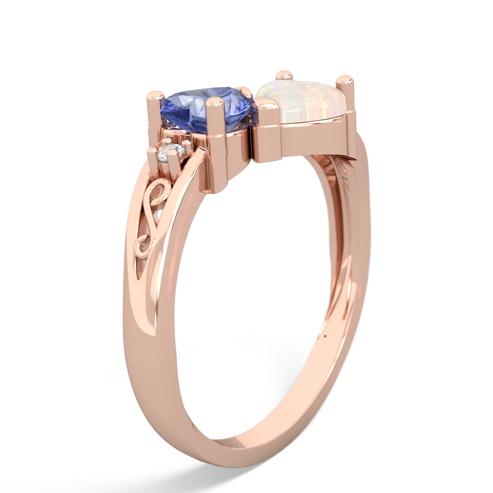 Tanzanite Snuggling Hearts 14K Rose Gold ring R2178