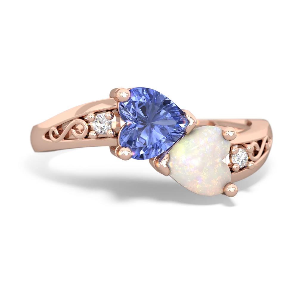 Tanzanite Snuggling Hearts 14K Rose Gold ring R2178