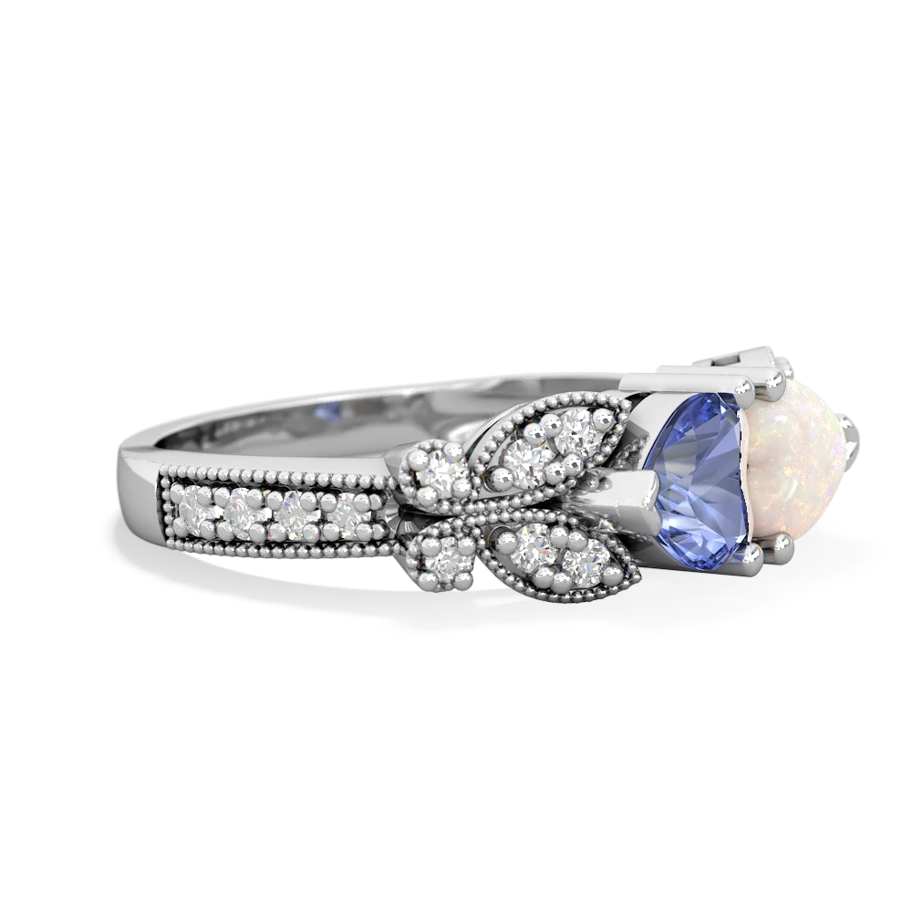 Tanzanite Diamond Butterflies 14K White Gold ring R5601