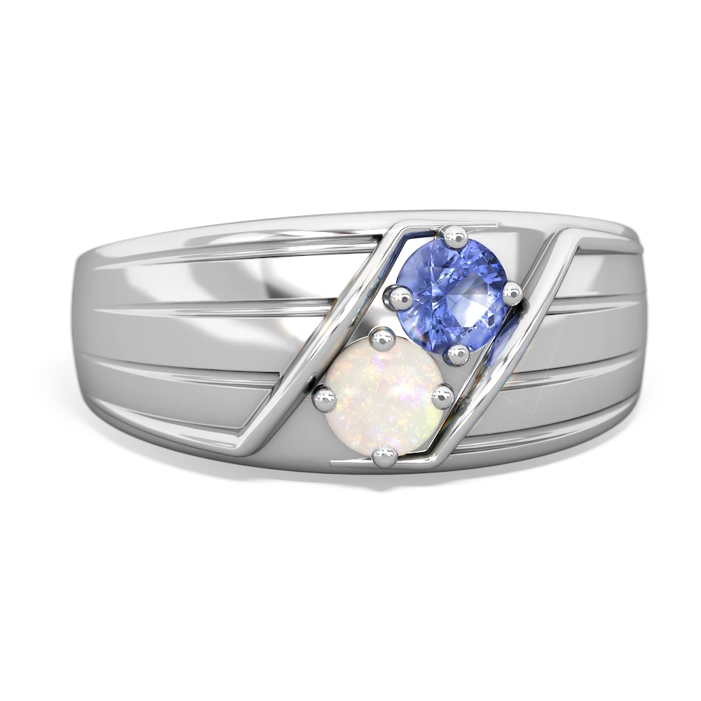 Tanzanite Men's Streamline 14K White Gold ring R0460