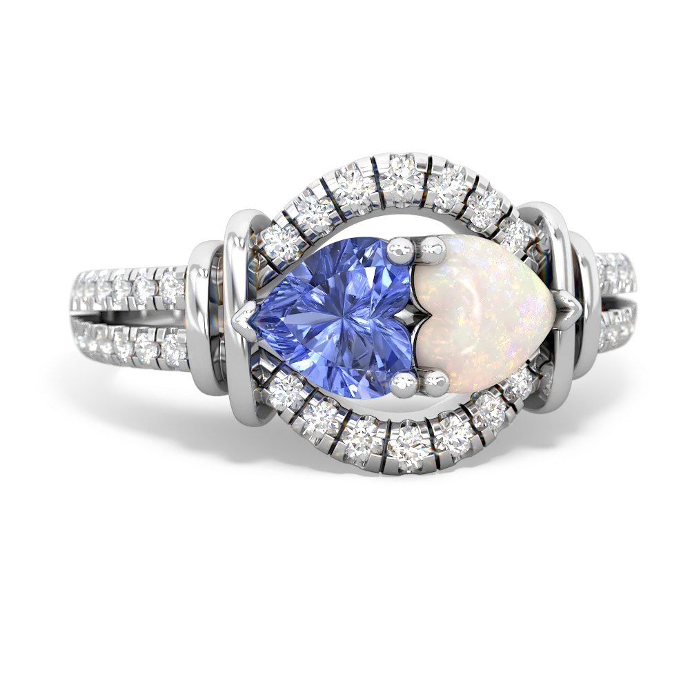 Tanzanite Art-Deco Keepsake 14K White Gold ring R5630