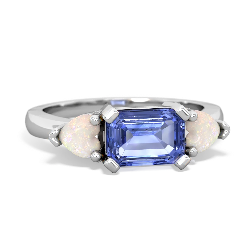 Tanzanite Three Stone 14K White Gold ring R5235