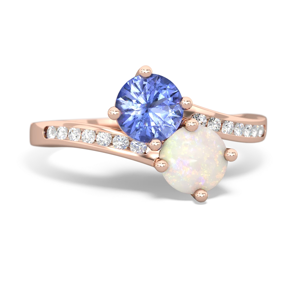 Tanzanite Channel Set Two Stone 14K Rose Gold ring R5303