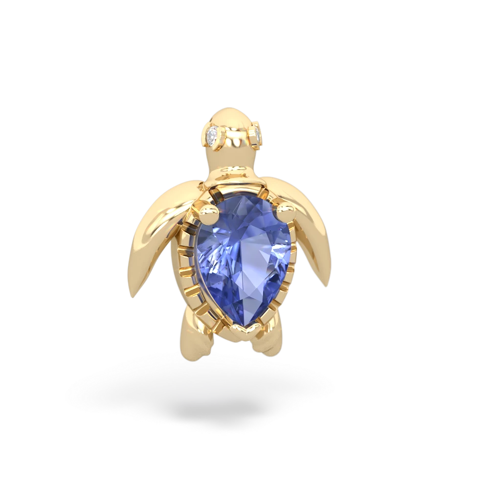 Tanzanite Baby Sea Turtle 14K Yellow Gold pendant P5241