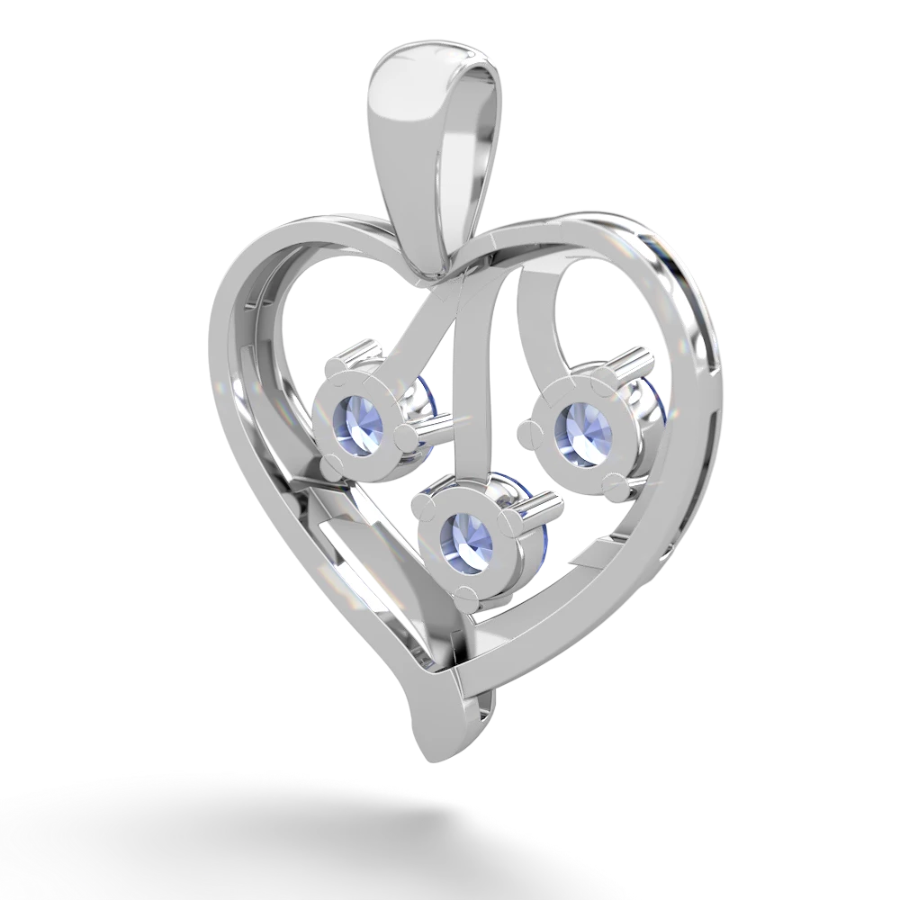 Tanzanite Glowing Heart 14K White Gold pendant P2233