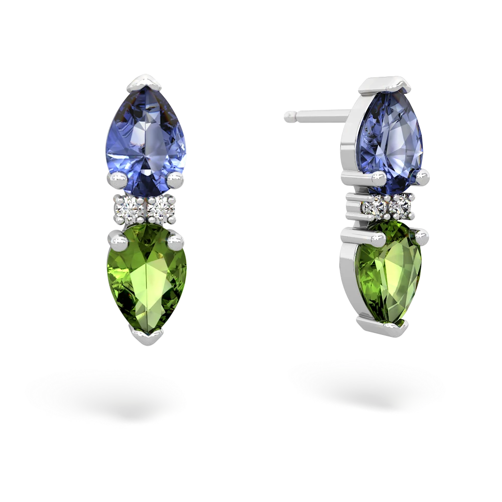 Tanzanite Bowtie Drop 14K White Gold earrings E0865