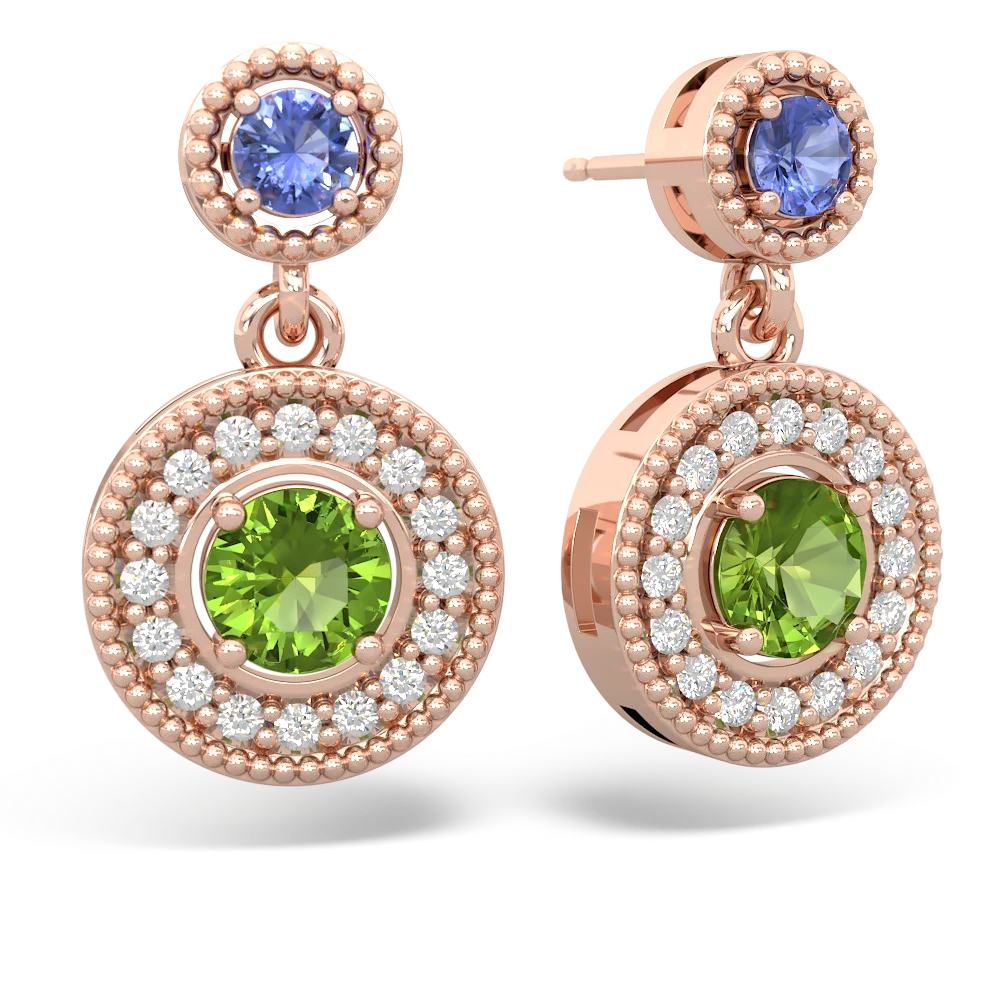 Tanzanite Halo Dangle 14K Rose Gold earrings E5319