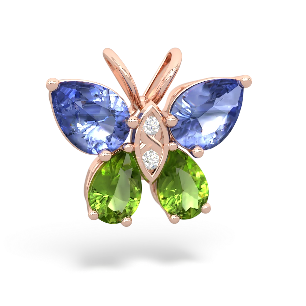 Tanzanite Butterfly 14K Rose Gold pendant P2215