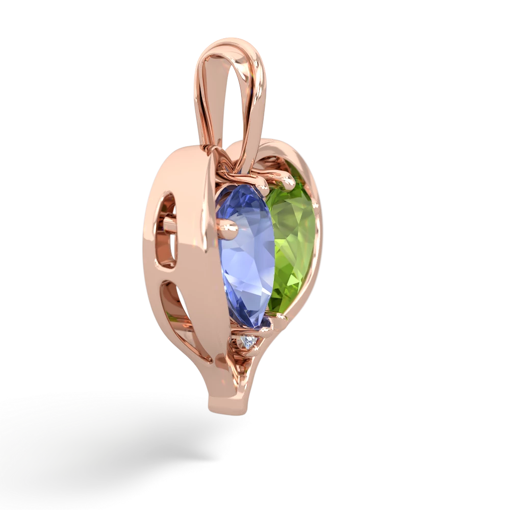 Tanzanite Two Become One 14K Rose Gold pendant P5330