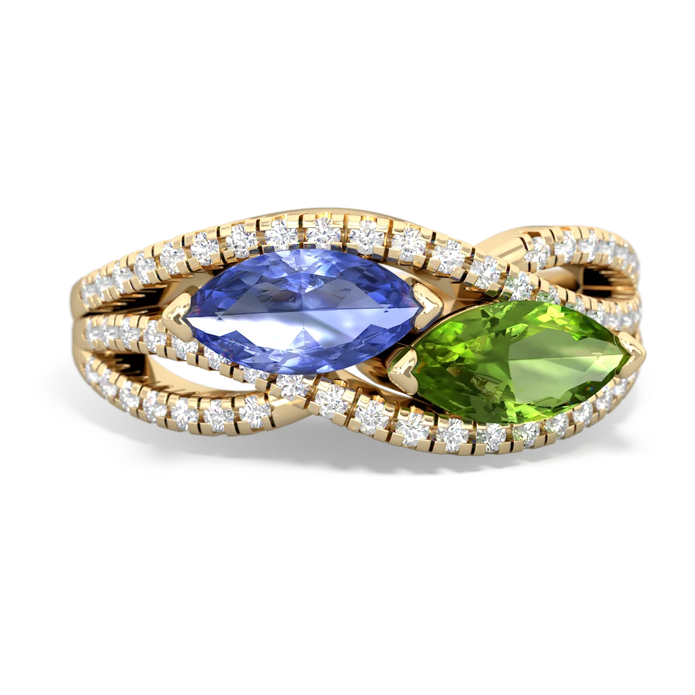 Tanzanite Diamond Rivers 14K Yellow Gold ring R3070