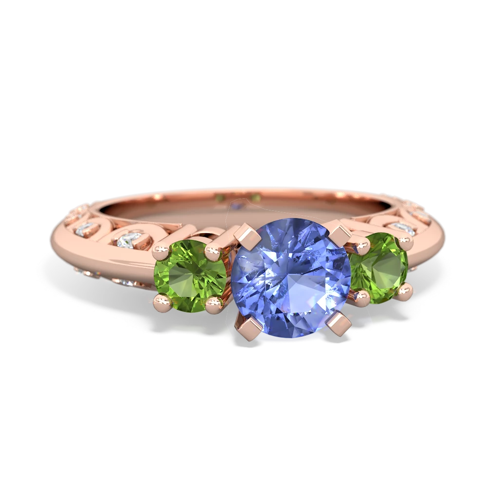 Tanzanite Art Deco Eternal Embrace Engagement 14K Rose Gold ring C2003